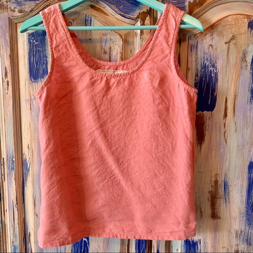 Not Perfect Linen Porto Tank Salmon Blush S/M